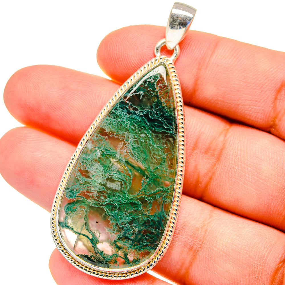 Green Moss Agate Pendants handcrafted by Ana Silver Co - PD16278