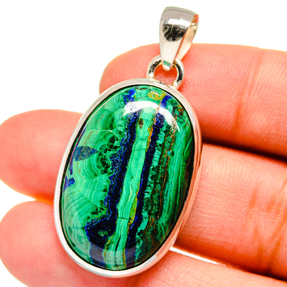 Malachite In Chrysocolla Pendants handcrafted by Ana Silver Co - PD16302
