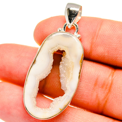 White Geode Slice Pendants handcrafted by Ana Silver Co - PD16303