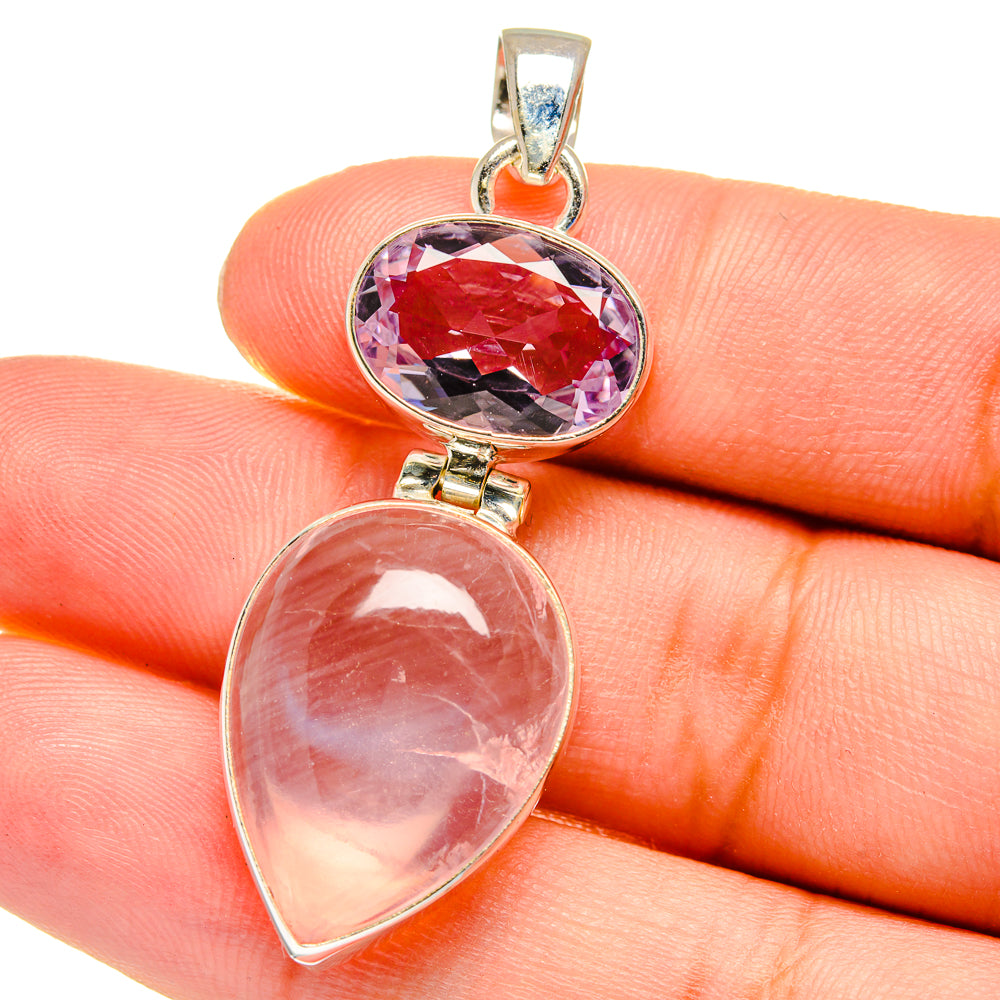 Rose Quartz Pendants handcrafted by Ana Silver Co - PD16310