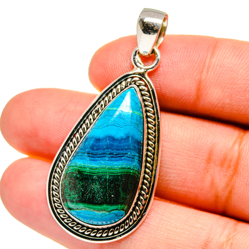Malachite In Chrysocolla Pendants handcrafted by Ana Silver Co - PD16311