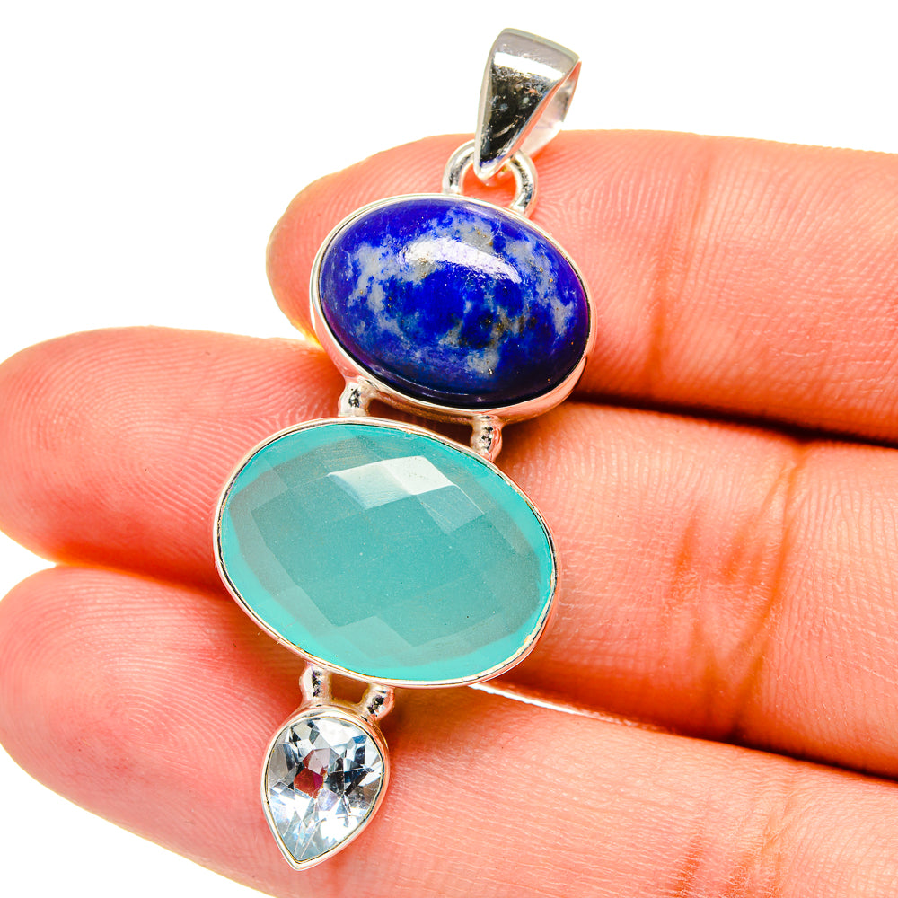 Aqua Chalcedony Pendants handcrafted by Ana Silver Co - PD16362