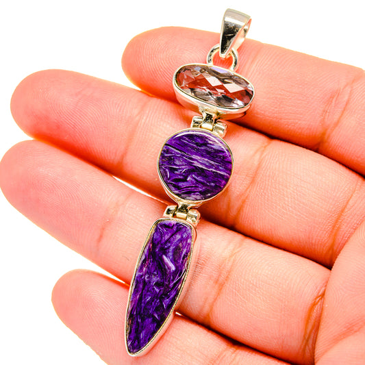 Charoite, Kunzite Pendants handcrafted by Ana Silver Co - PD16401