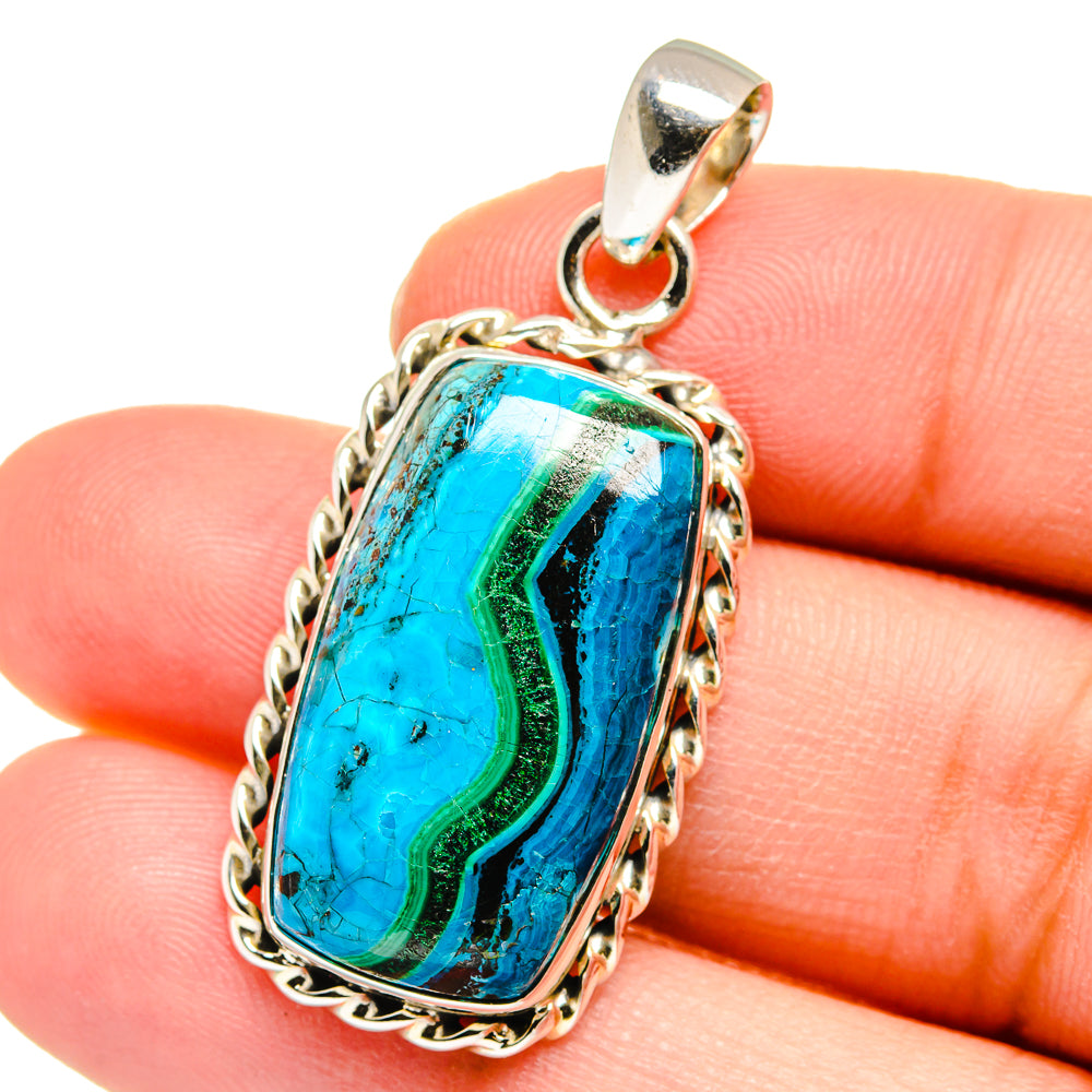 Malachite In Chrysocolla Pendants handcrafted by Ana Silver Co - PD16426