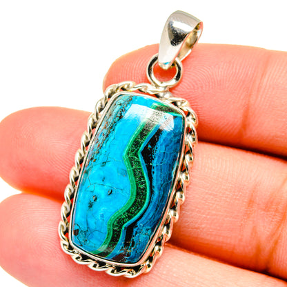 Malachite In Chrysocolla Pendants handcrafted by Ana Silver Co - PD16426