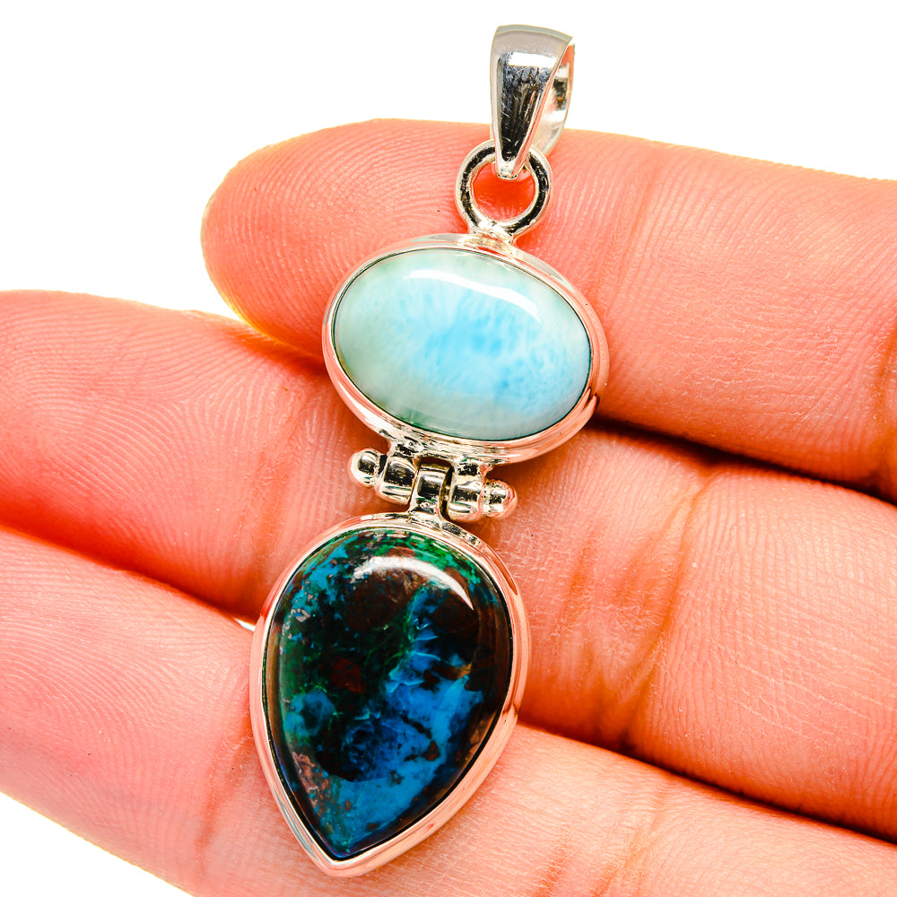 Shattuckite, Larimar Pendants handcrafted by Ana Silver Co - PD16437