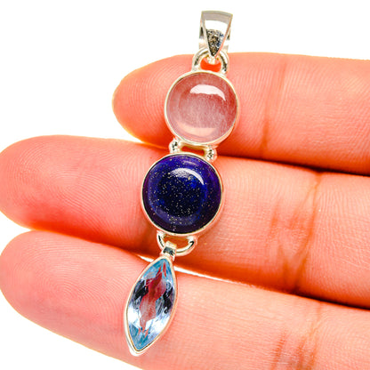 Lapis Lazuli, Blue Topaz, Rainbow Moonstone Pendants handcrafted by Ana Silver Co - PD16439
