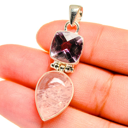 Rose Quartz, Amethyst Pendants handcrafted by Ana Silver Co - PD16448