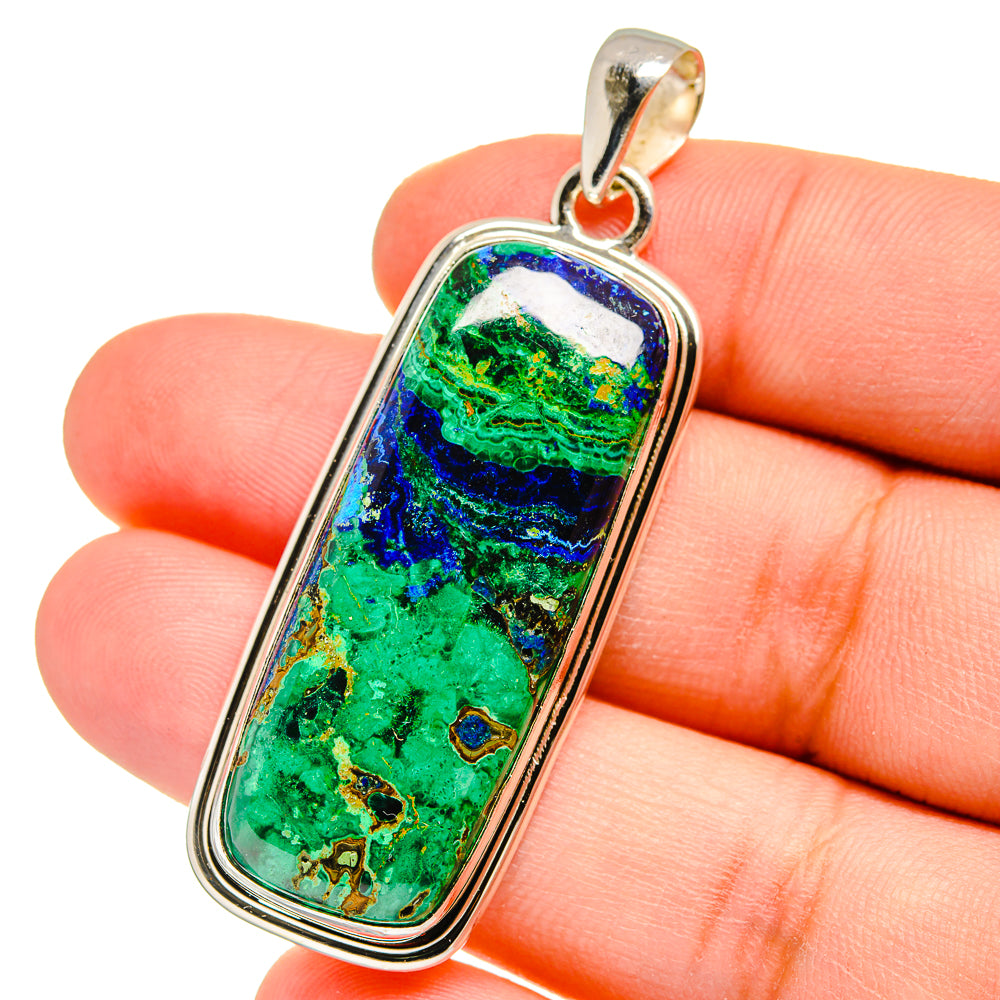 Malachite In Chrysocolla Pendants handcrafted by Ana Silver Co - PD16467