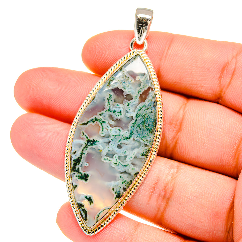Green Moss Agate Pendants handcrafted by Ana Silver Co - PD16493