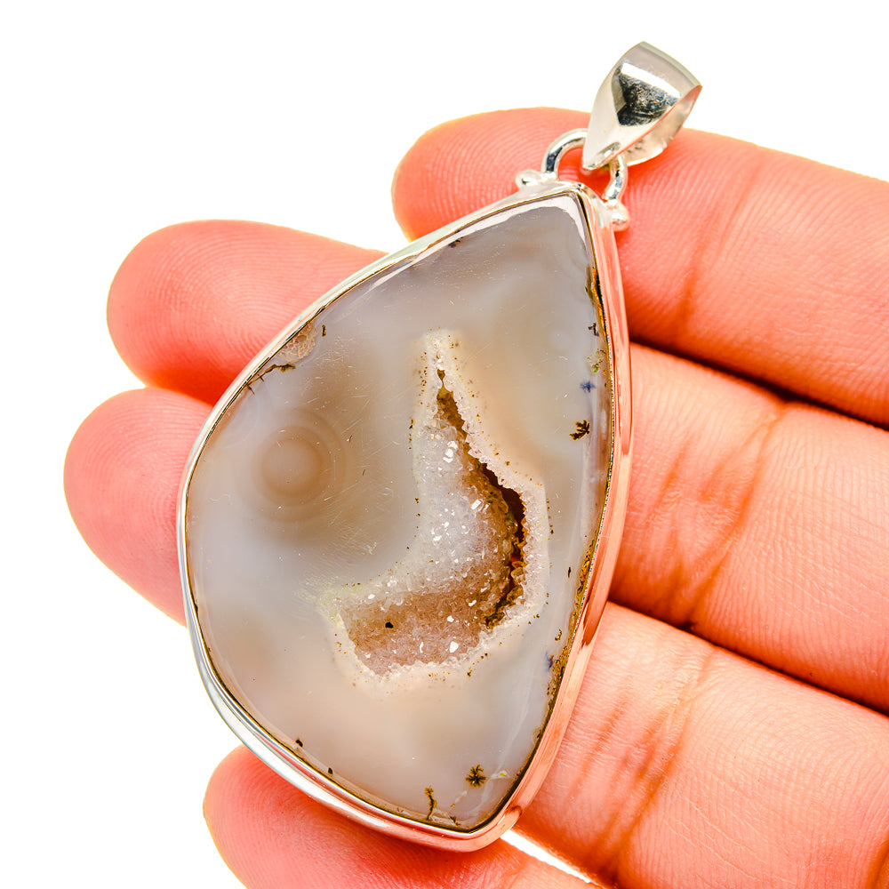 White Geode Slice Pendants handcrafted by Ana Silver Co - PD16494