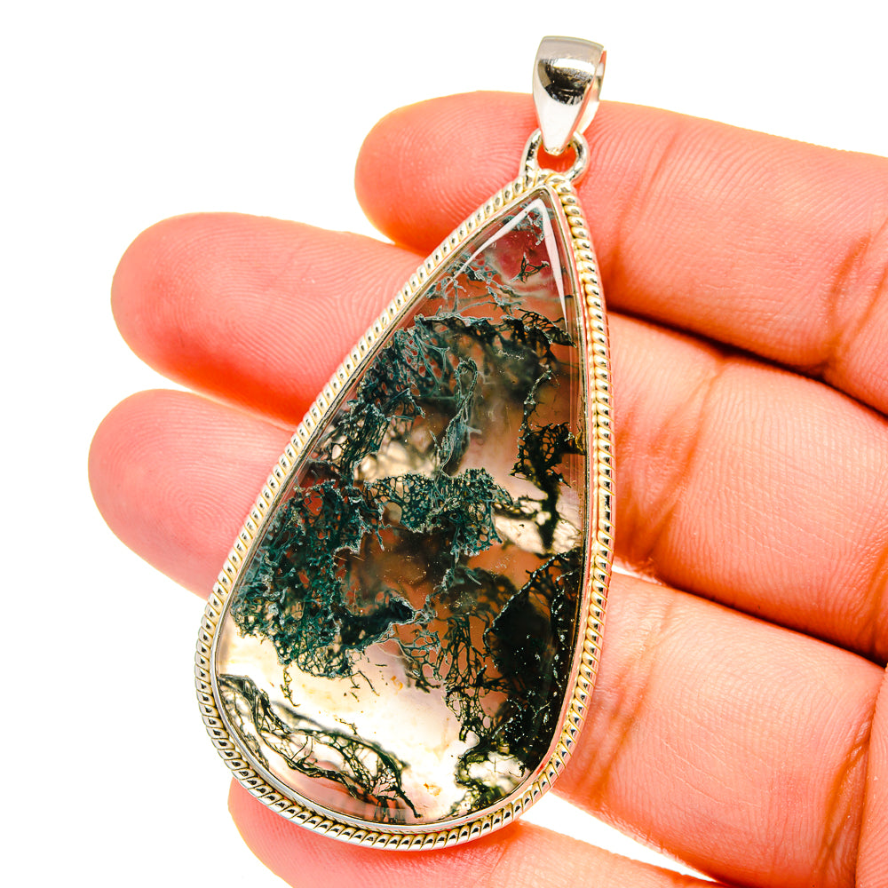Green Moss Agate Pendants handcrafted by Ana Silver Co - PD16495