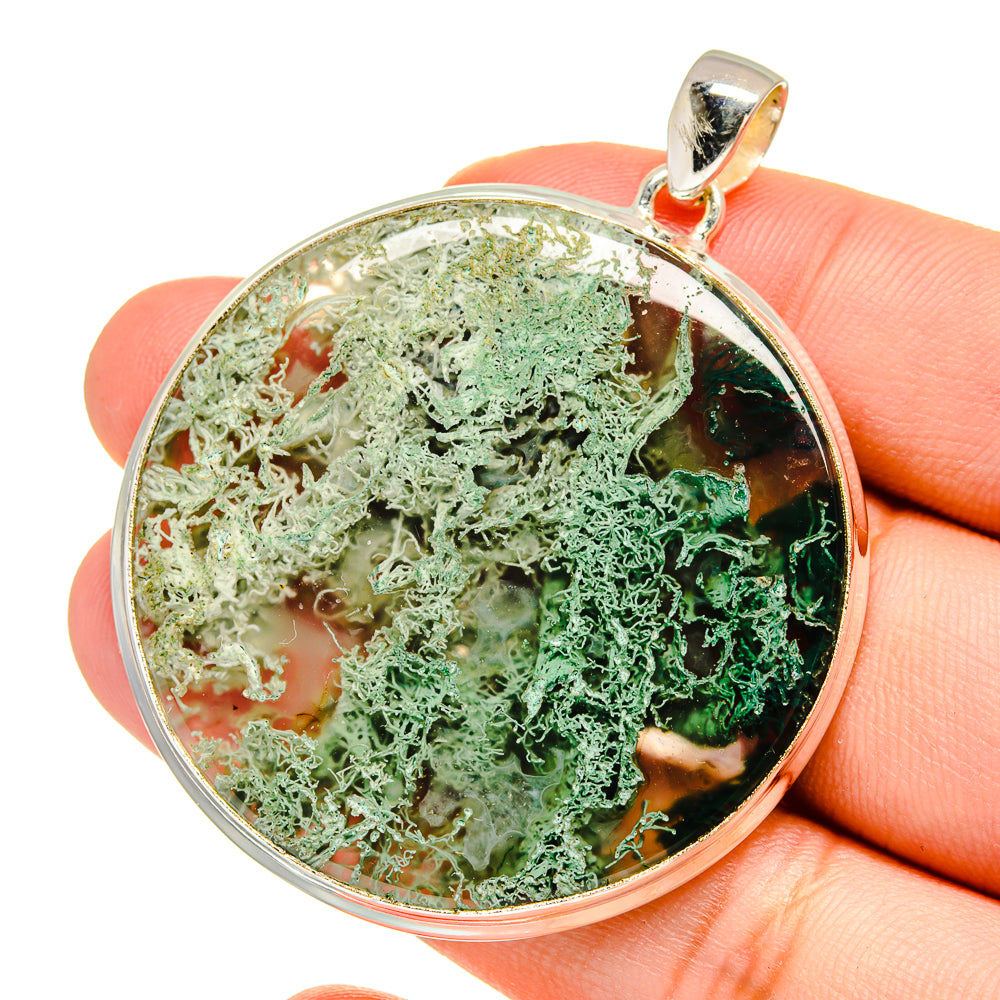 Green Moss Agate Pendants handcrafted by Ana Silver Co - PD16502