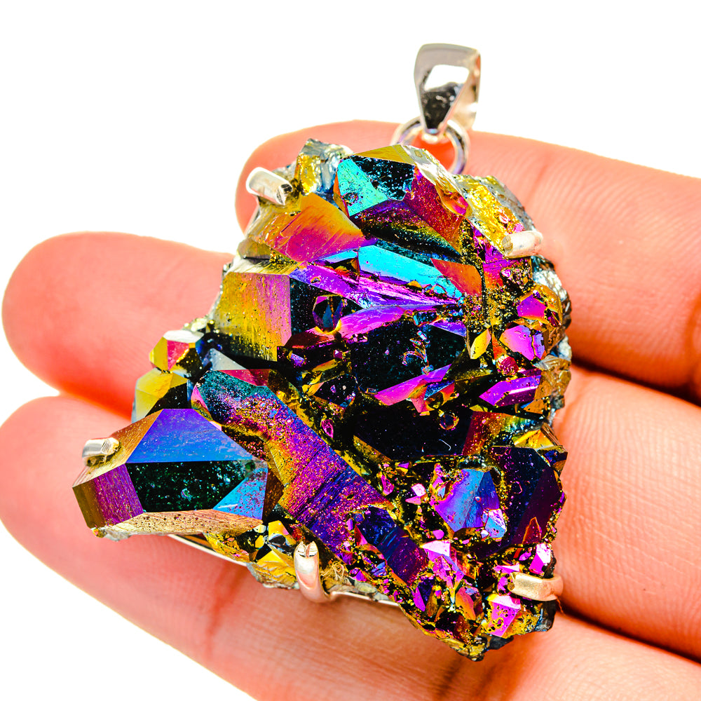 Titanium Sunshine Druzy Pendants handcrafted by Ana Silver Co - PD16521