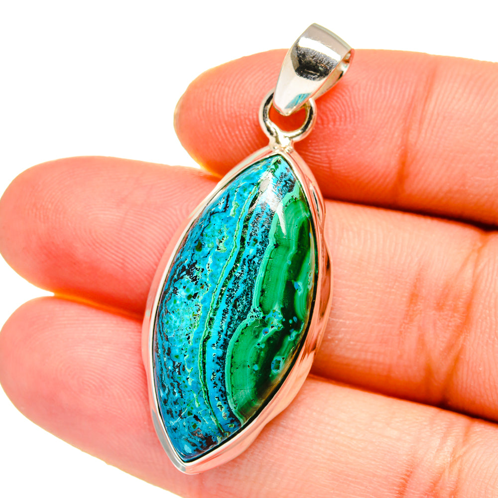 Malachite In Chrysocolla Pendants handcrafted by Ana Silver Co - PD16538