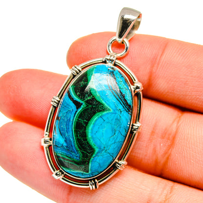 Malachite In Chrysocolla Pendants handcrafted by Ana Silver Co - PD16547
