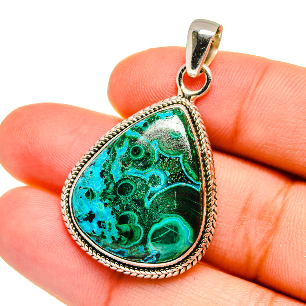 Malachite In Chrysocolla Pendants handcrafted by Ana Silver Co - PD16550
