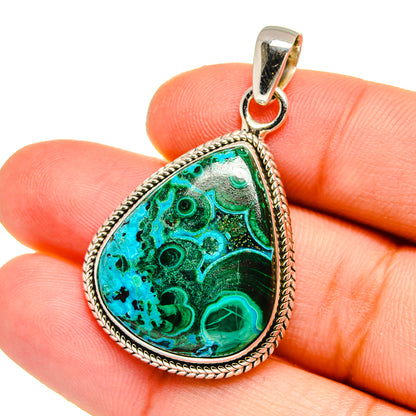 Malachite In Chrysocolla Pendants handcrafted by Ana Silver Co - PD16550