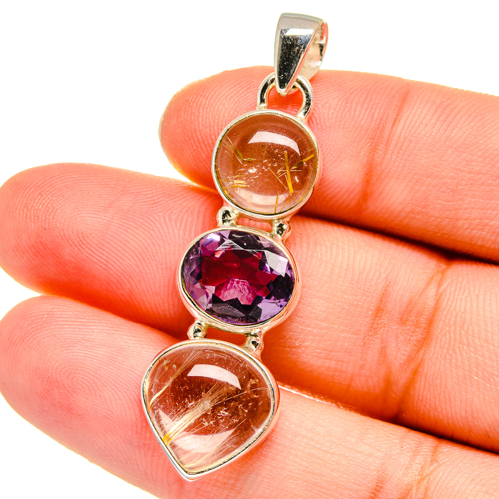 Rutilated Quartz Pendants handcrafted by Ana Silver Co - PD16557