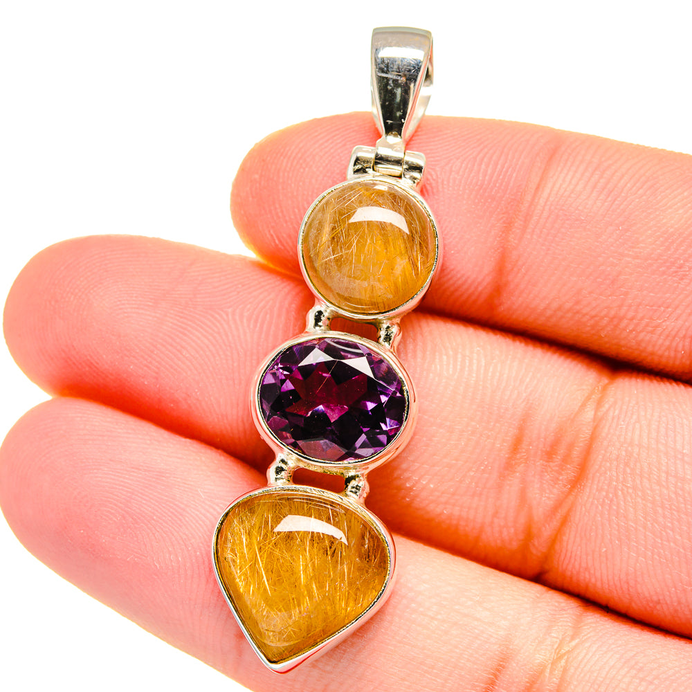 Rutilated Quartz Pendants handcrafted by Ana Silver Co - PD16571