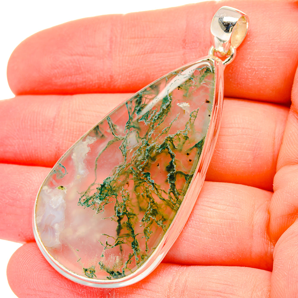 Green Moss Agate Pendants handcrafted by Ana Silver Co - PD16595