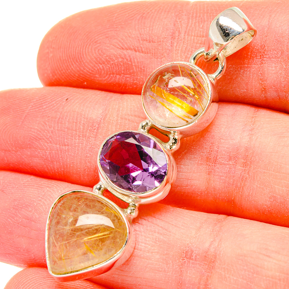 Rutilated Quartz Pendants handcrafted by Ana Silver Co - PD16630