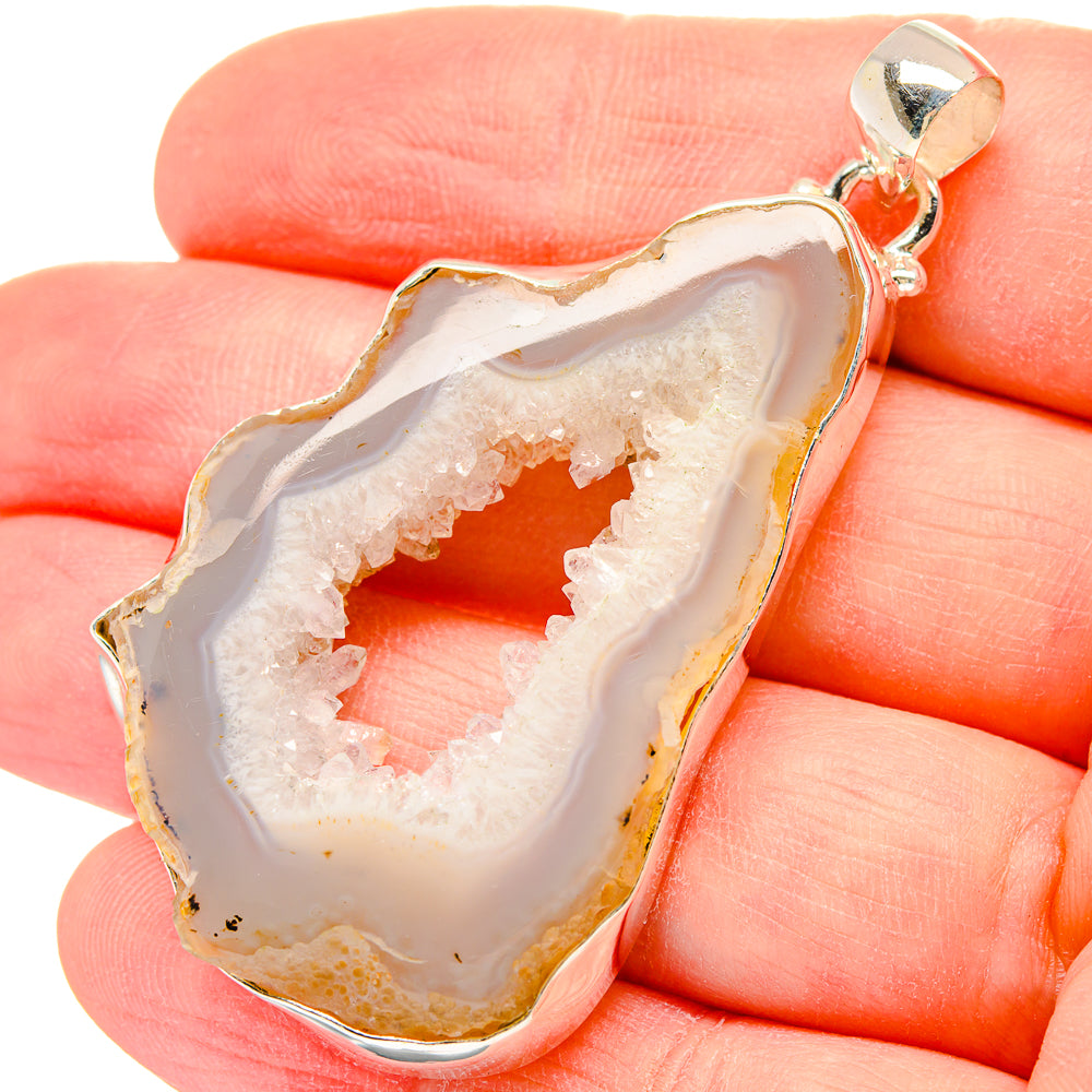 White Geode Slice Pendants handcrafted by Ana Silver Co - PD16638