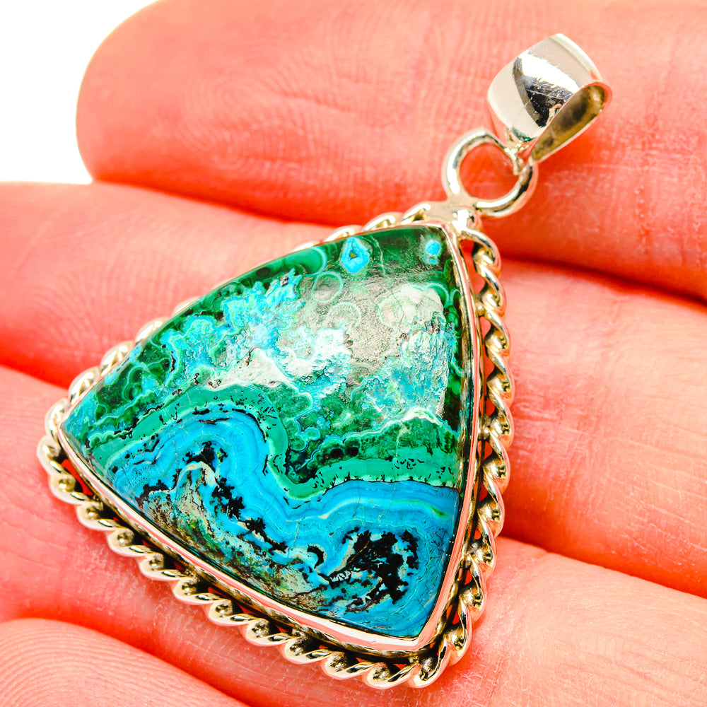 Malachite In Chrysocolla Pendants handcrafted by Ana Silver Co - PD16640