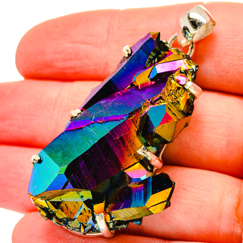 Titanium Sunshine Druzy Pendants handcrafted by Ana Silver Co - PD16642