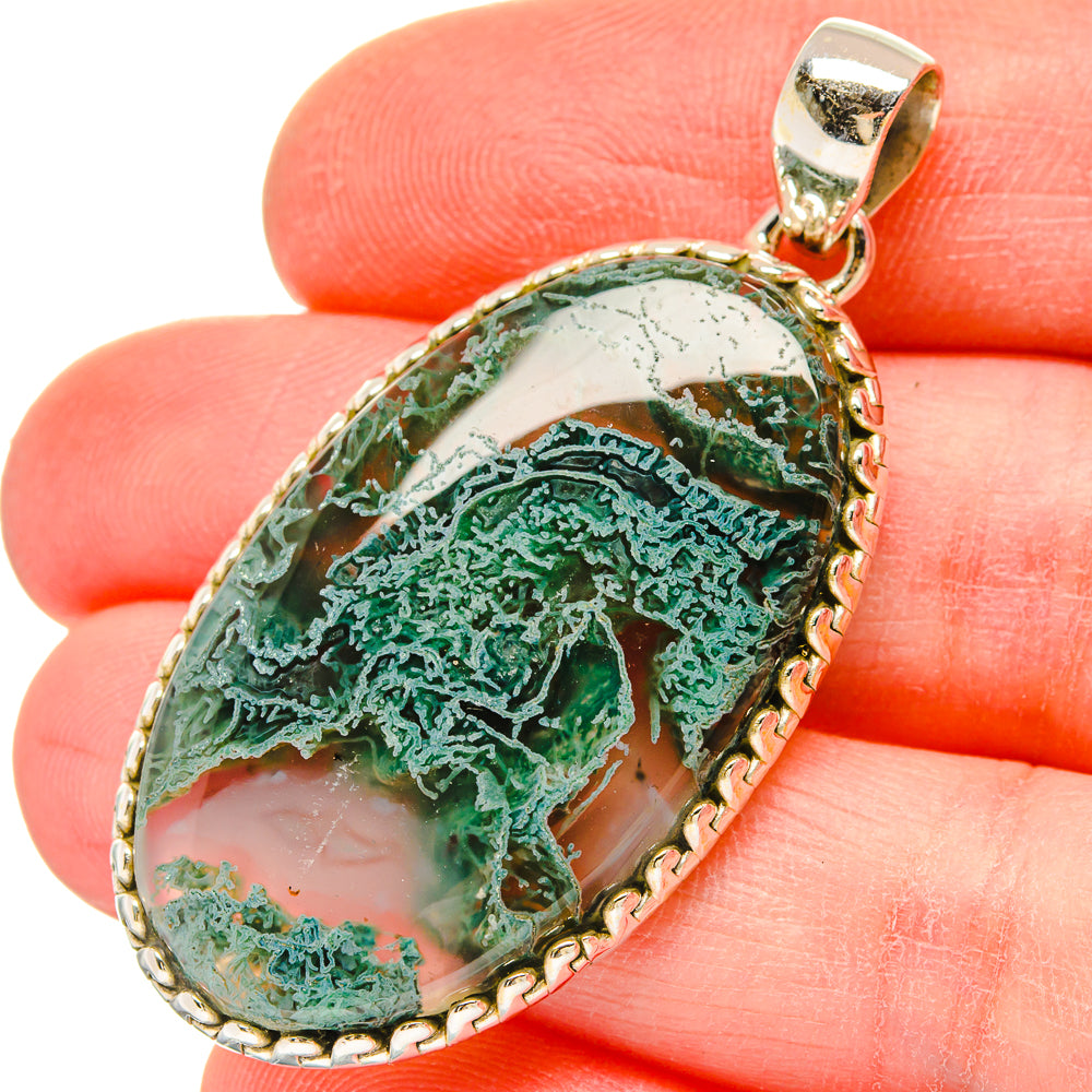 Green Moss Agate Pendants handcrafted by Ana Silver Co - PD16663