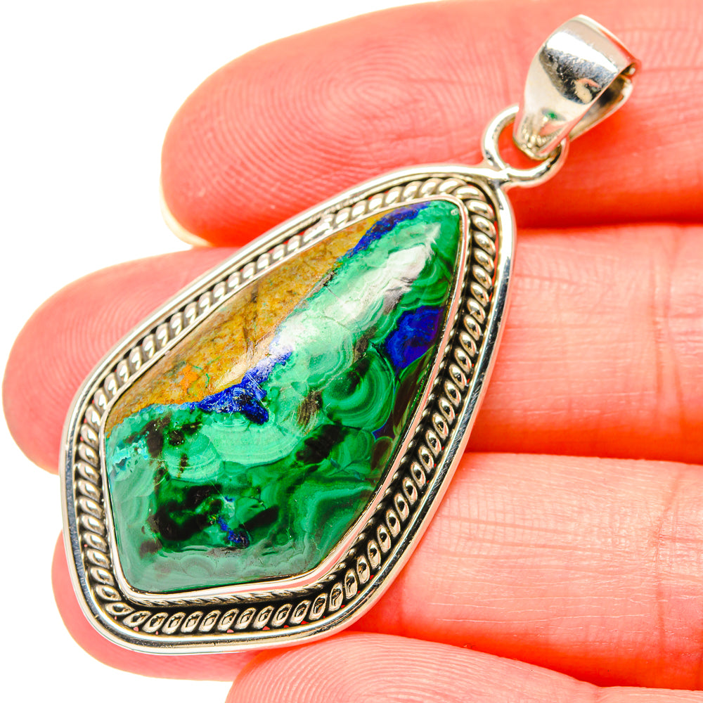 Malachite In Chrysocolla Pendants handcrafted by Ana Silver Co - PD16698