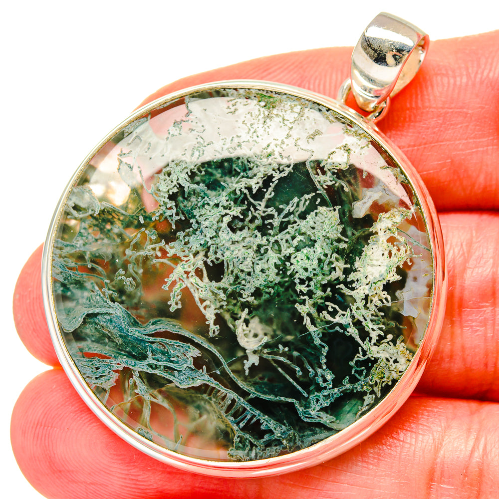 Green Moss Agate Pendants handcrafted by Ana Silver Co - PD16702
