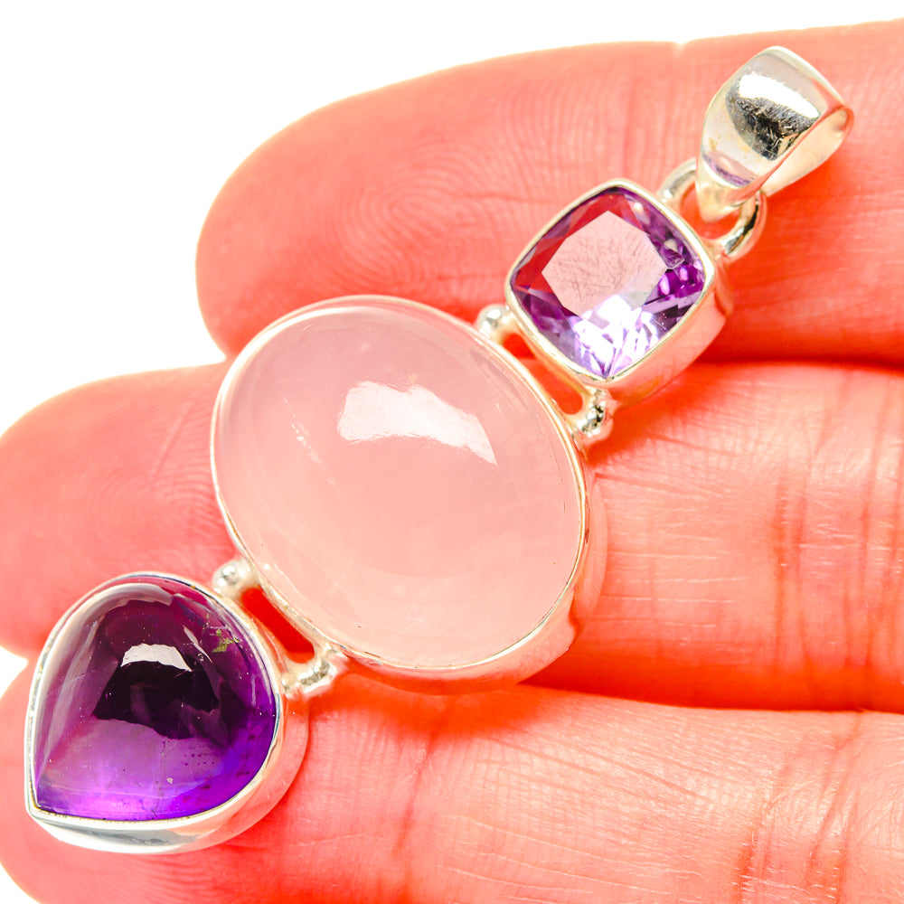 Rose Quartz Pendants handcrafted by Ana Silver Co - PD16714