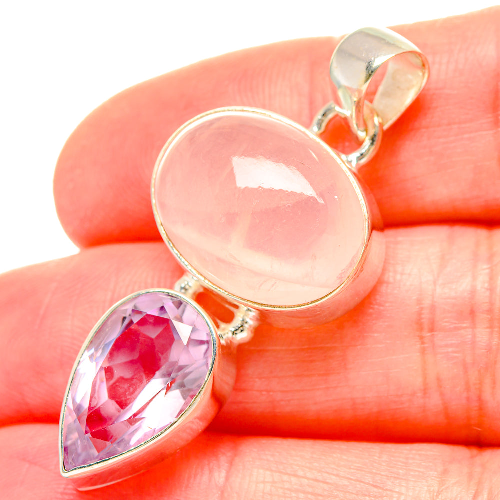 Rose Quartz Pendants handcrafted by Ana Silver Co - PD16715