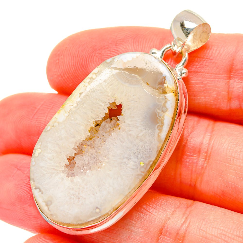 White Geode Slice Pendants handcrafted by Ana Silver Co - PD16732