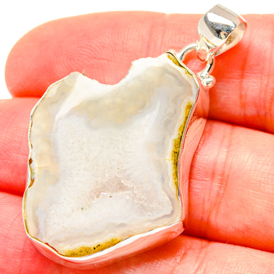White Geode Slice Pendants handcrafted by Ana Silver Co - PD16734