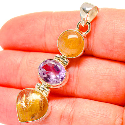 Rutilated Quartz Pendants handcrafted by Ana Silver Co - PD16737