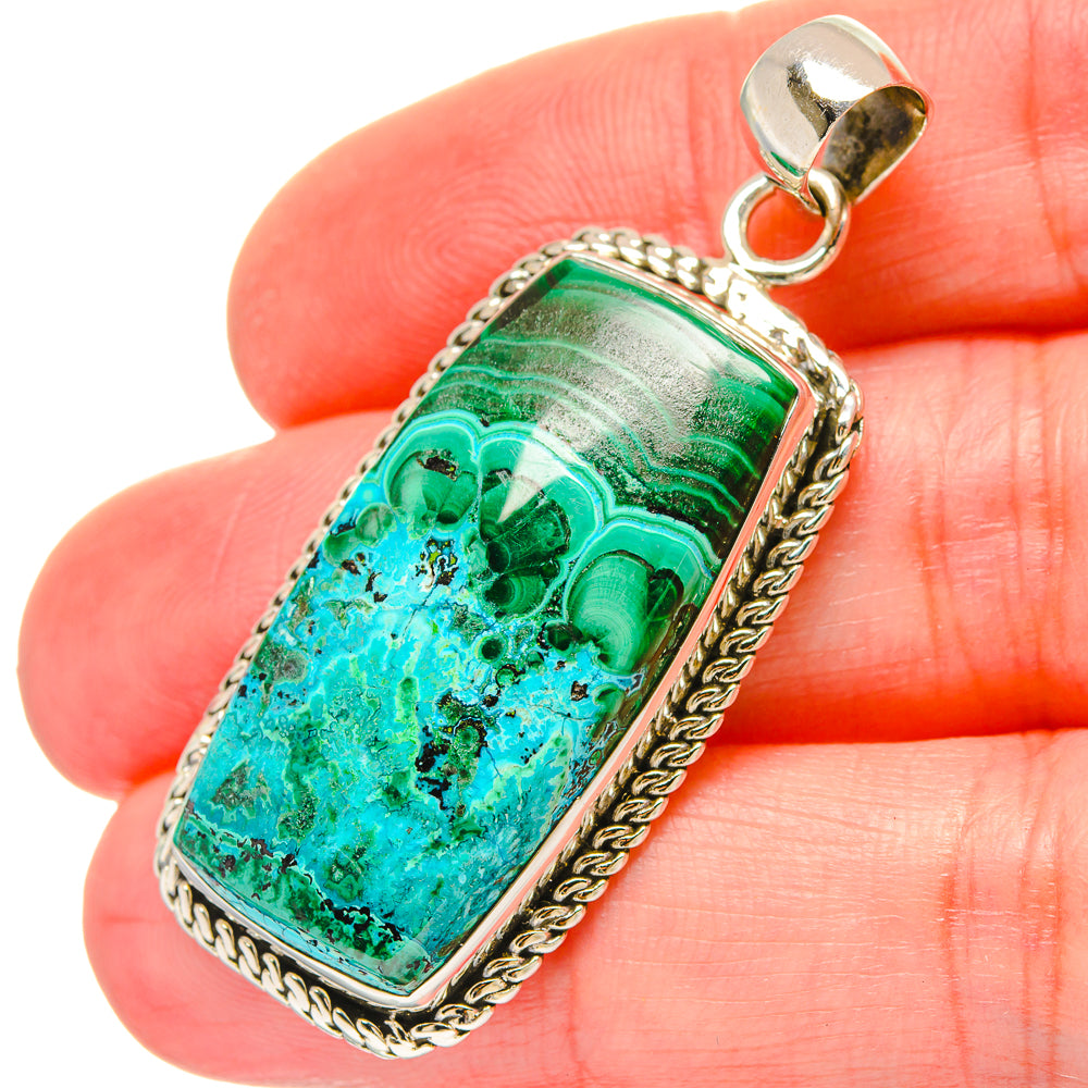 Malachite In Chrysocolla Pendants handcrafted by Ana Silver Co - PD16738