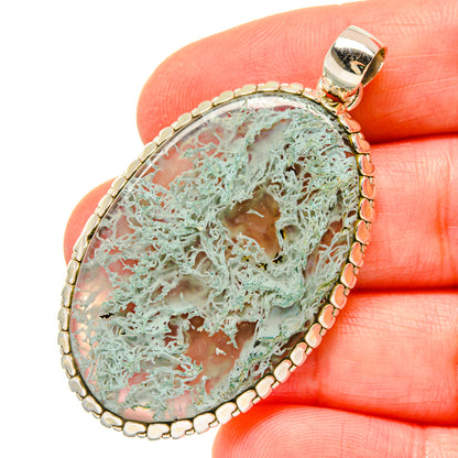 Green Moss Agate Pendants handcrafted by Ana Silver Co - PD16769