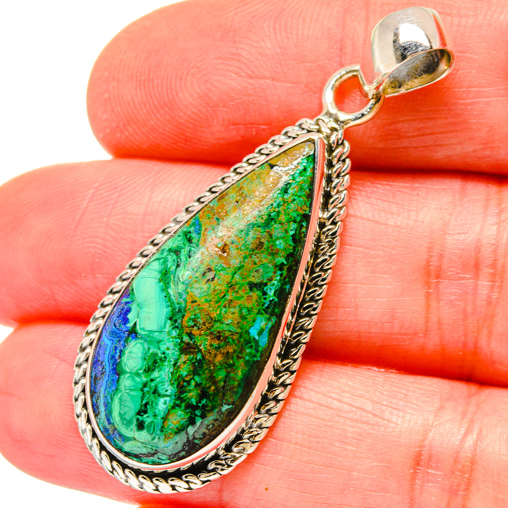 Malachite In Chrysocolla Pendants handcrafted by Ana Silver Co - PD16771