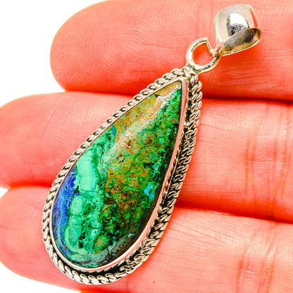 Malachite In Chrysocolla Pendants handcrafted by Ana Silver Co - PD16771