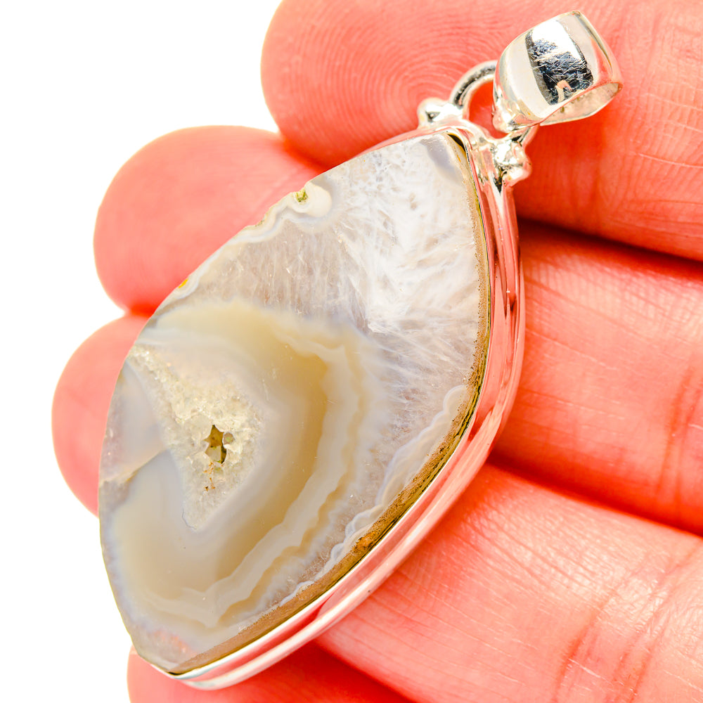 White Geode Slice Pendants handcrafted by Ana Silver Co - PD16786