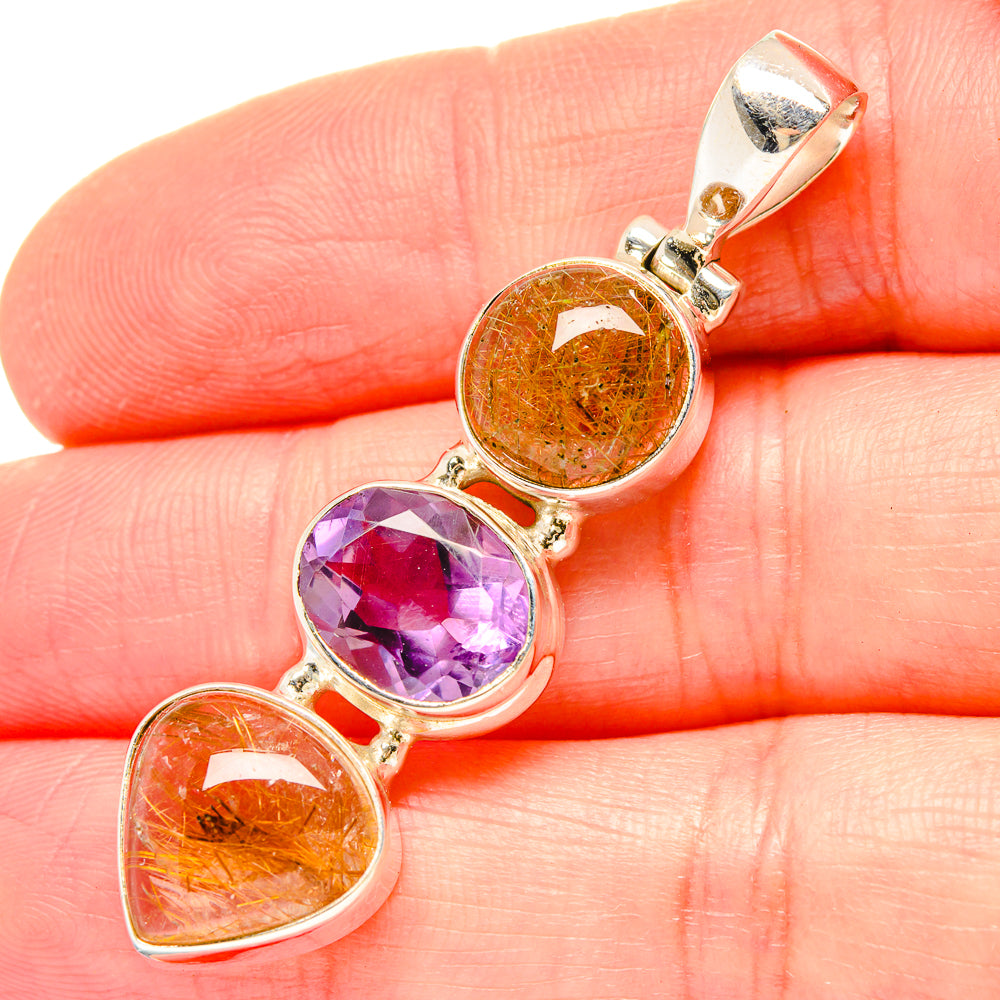 Rutilated Quartz Pendants handcrafted by Ana Silver Co - PD16811