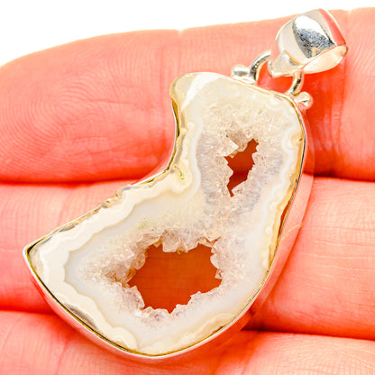 White Geode Slice Pendants handcrafted by Ana Silver Co - PD16816