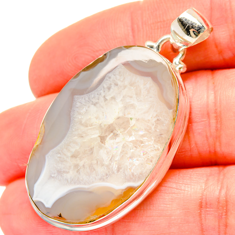 White Geode Slice Pendants handcrafted by Ana Silver Co - PD16817