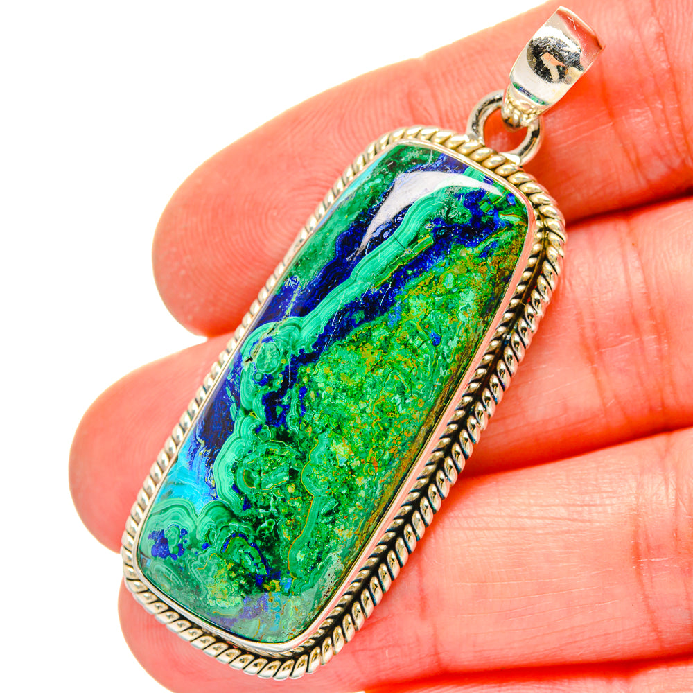 Malachite In Chrysocolla Pendants handcrafted by Ana Silver Co - PD16822