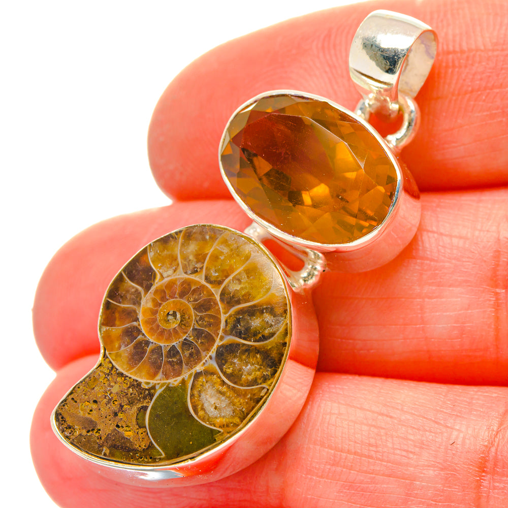 Ammonite Fossil Pendants handcrafted by Ana Silver Co - PD16858
