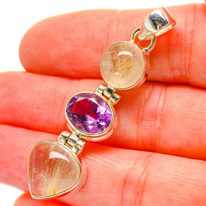 Rutilated Quartz Pendants handcrafted by Ana Silver Co - PD16879