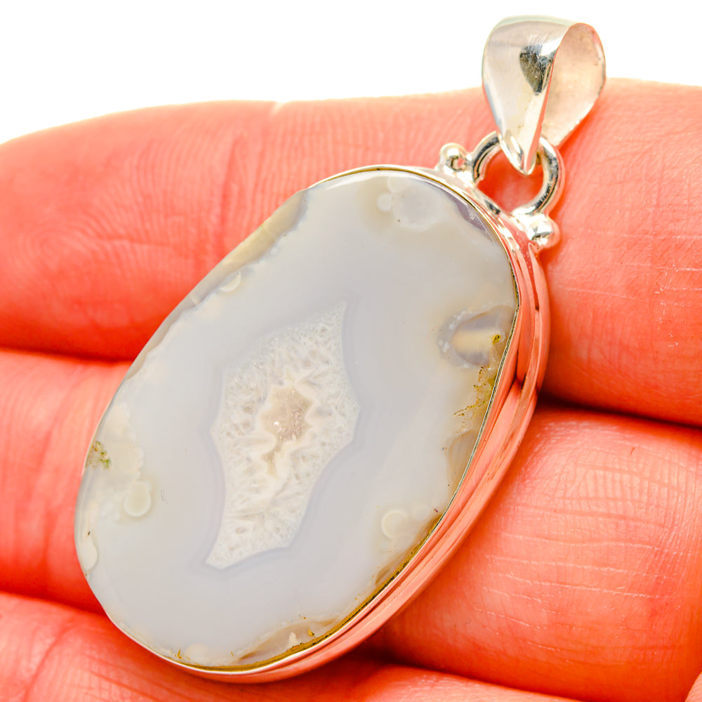 White Geode Slice Pendants handcrafted by Ana Silver Co - PD16882