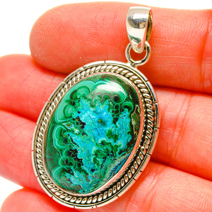 Malachite In Chrysocolla Pendants handcrafted by Ana Silver Co - PD16921